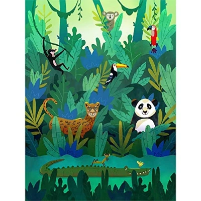 Image of Wee Blue Coo Jungle Animals Amazon Art Print Poster Wall Decor 12X16 Inch