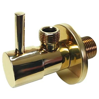 Image of Gold Brass 1/2&quot; x 3/8&quot; BSP Basin Hose Valve Water Tap Cut Off Long Lever