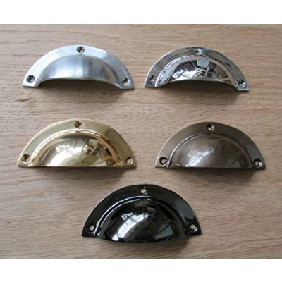 Image of IRONMONGERY WORLD®90MM Solid Brass Cup Cupped Shell Drawer Cupboard Cabinet Door Pull Handle (Polished Chrome)