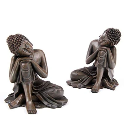 Image of Wood Effect Buddha Head on Knee, 2 Assorted Designs Sold Separately