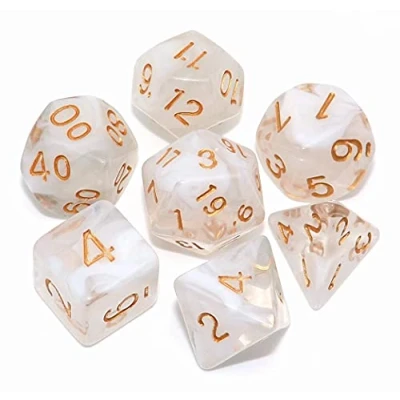 Image of DND Dice Set 7Pcs Transparent Mix White Cloud for Dungeon and Dragons D&amp;D RPG Role Playing Games Polyhedral
