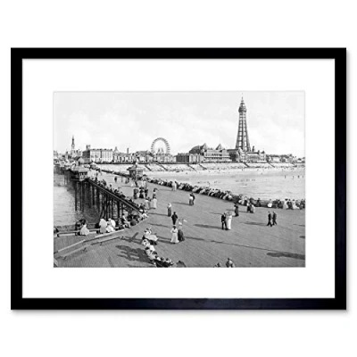 Image of Wee Blue Coo Vintage Photo Blackpool From North Pier One Framed Wall Art Print