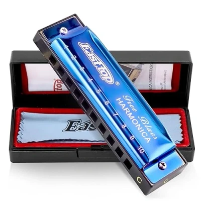 Image of East top Blues Diatonic Harmonica in C, 10 Holes Harp Mouth Organ for Adults, Beginners, Professional Player and Students