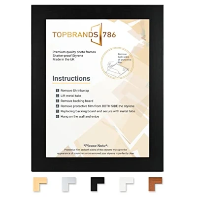 Image of A2 Picture frame Size 42 x 59.4 cm Poster Photo with Clear Perspex Wall Mounting to Hang Portrait or Landscape (Black)