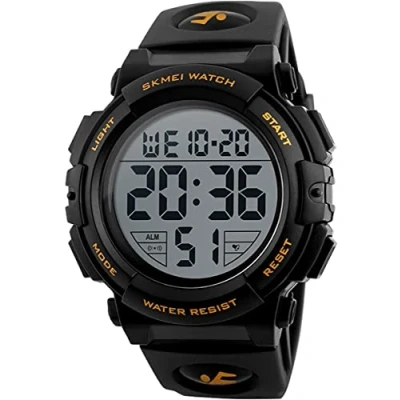 Image of Men&#039;s Black Sport Watch Outdoor Military Digital Silicone Simple Wrist Waterproof Chronograph