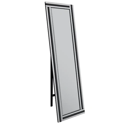 Image of MirrorOutlet Triple Bevel Large Venetian Cheval Free Standing Black and Mirror 5Ft X 1Ft3 (150 40cm) YC123 Frameless