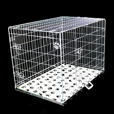 Image of Cozy Pet Dog Cage 48&quot; Silver With Tailored Vet Bedding Metal Tray Folding Puppy Crate Cat Carrier Crate. (We do not ship to Channel Islands or IOW.)