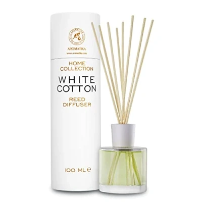Image of Reed Diffuser White Cotton 100ml Room with Floral Scent Fragrance Rattan Sticks Freshener Scented Diffusers Home