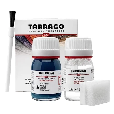 Image of Tarrago Self Shine Color Dye 25 ml Kit Colour Change Preparator + Leather and Canvas Fast Drying for Dying Shoes Accessories Repairs Protects Footwear (Night Blue 16)