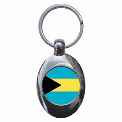 Image of Ozorath Bahamas National Flag Keyring Keychain Key Ring Chain With Trolley Coin