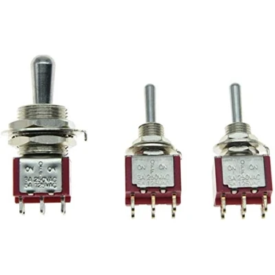 Image of SALECOM Guitar Fat Bat Toggle Switch DPDT 3 Way ON OFF with 2 Mini Switches