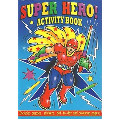 Image of WF Graham 12 x Super Hero Mini Activity Colour Sticker A6 Books Children Party Bag Fillers