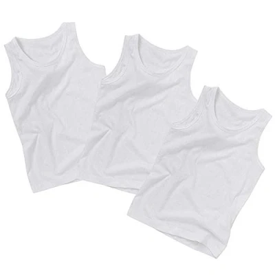 Image of Just Essentials Boys Back to School 3 Pack Cotton Vests UK Seller White 2/3 Years