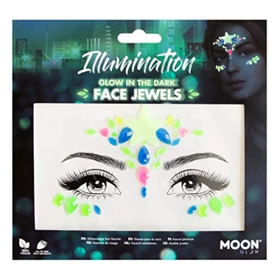 Image of Glow in the Dark Face Jewels by Moon Festival Body Gems, Crystal Make up Eye Glitter Stickers, Temporary Tattoo (Illumination)