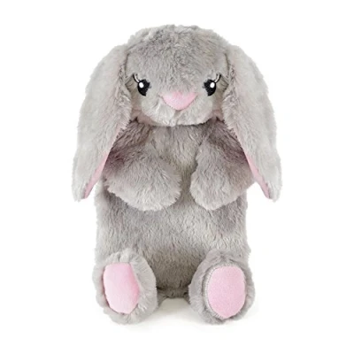 Image of Cute, Fun &amp; Cuddly Hot Water Bottle in Luxurious Faux Fur (1 Litre) (Bunny) by Deseo (Grey)