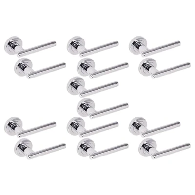 Image of HANDLEZONE® 7 Sets Solus Lever On Round Rose Door Handles, Internal Passage Latch Handles Polished Chrome