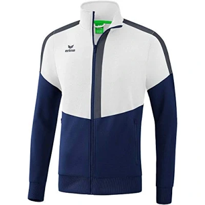 Image of Erima Squad Trainings Jacket White/New Navy/Slate Grey, M