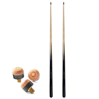 Image of 2 x 36 inch pool / snooker cues + 4 tips ;ideal 1st cue for child or tight spots around home tables