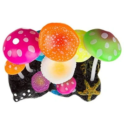 Image of ANCLLO Glowing Effect Artificial Mushroom Aquarium Plant Decor Ornament Decoration for Fish Tank Landscape