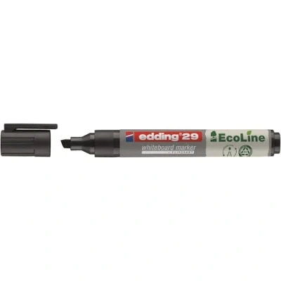 Image of edding 29 Ecoline whiteboard marker black 1 pen chisel tip 5 mm dry wipe for whiteboards, flipcharts, pinboards, memo boards sketchnotes refillable