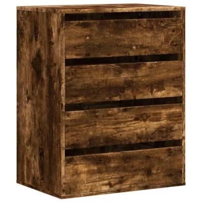 Image of vidaXL Corner Chest of Drawers Side Drawer Cabinet Smoked Oak Engineered Wood 60x41x76 cm 4 for Living Room/Bedroom/Office