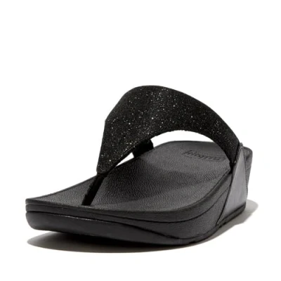Image of Fitflop Women&#039;s Lulu Shimmerlux Toe Cap Slide Sandal, Black, 3 UK