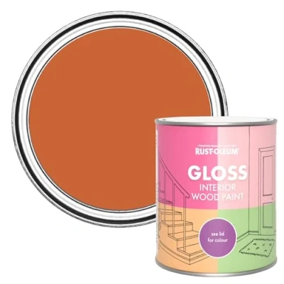 Image of Rust Oleum Orange Interior Wood Paint in Gloss Finish Tiger Tea 750ml