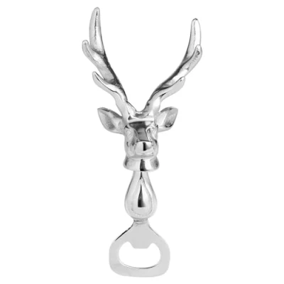 Image of Hill 1975 Silver Nickel Stag Head Detail Bottle Opener, METAL, Multi Colour, One Size