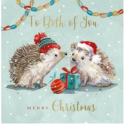 Image of The Wildlife to Both of You Festive Hedgehogs Artistic Christmas Greeting Card X15968I