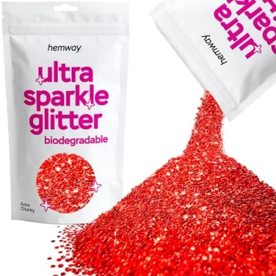 Image of Biodegradable Glitter Red Ultra Sparkle Eco Friendly Plant Based Bio Extra Chunky for Face Body Hair Craft Resin Festival Makeup Eyeshadow 100g / 3.5oz
