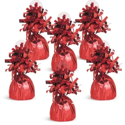 Image of Red Foil Balloon Weight (5cm x 13cm) 1 Count Stylish &amp; Durable Accessory for Party Decorations Events
