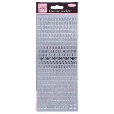 Image of Anitas Outline Stickers, Capital Letters, Silver, For Scrapbooking, Card Making, Kids Play, Homework, Art, Craft, Embelish, Decorative, Paper, Card, Glass, Metal, Plastic, Foam