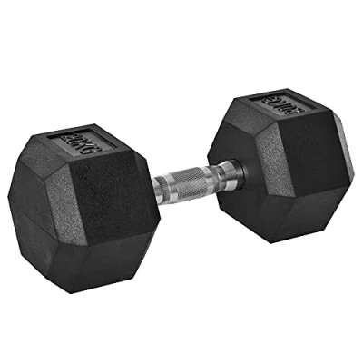 Image of HOMCOM 20KG Single Rubber Hex Dumbbell Portable Hand Weights Home Gym Workout Fitness