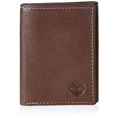 Image of Timberland Men&#039;s Leather Trifold Wallet with Id Window Tri Fold, Brown (Blix), One Size