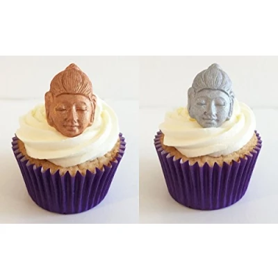 Image of 6 Gold &amp; Silver Sugar buddhas edible handmade with love in the UK!