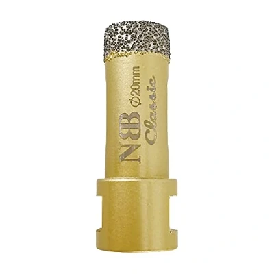 Image of NBB vacuum brazed diamond hole saw with M14, Classic Golden type, drill bit for dry or wet drilling professionally on hard porcelain, ceramic, tile, granite, marble,for angle grinder(1, 20mm)