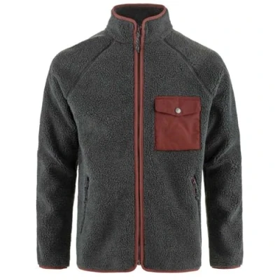 Image of FJALLRAVEN 84158 030 352 Vardag Pile Fleece M Sweatshirt Men&#039;s Dark Grey Maroon Size XXL