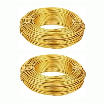 Image of KuTi Kai Aluminium Wire 2 Rolls 5m Length Bendy Craft Silver for Jewelry Making,DIY Sculpture,Modelling Making and Crafts (Yellow, 2.0mm)