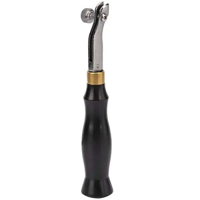 Image of Edge Creaser, Ebony Handle Adjustable Creaser Skiving Tool Handmade DIY Professional Stainless Steel Leather Craft Tools Set(1.2mm)
