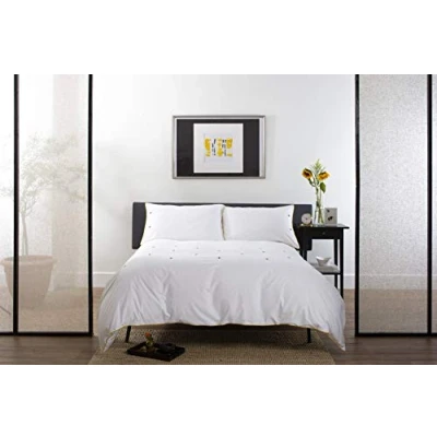 Image of 100% Cotton Bee Design Duvet Cover Set in White Single Bed Size