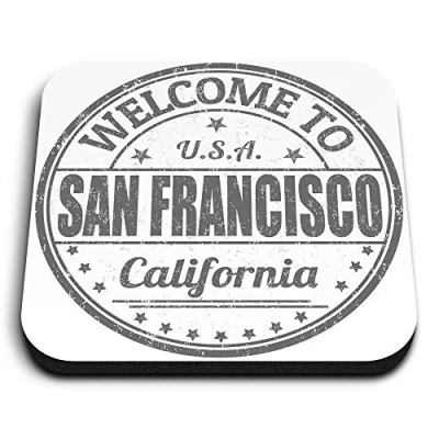 Image of 1 x Square MDF Fridge Magnet San Francisco California USA 40299
