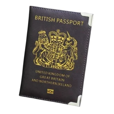 Image of AlezyB British Passport Holder, Portable Wallet Case Organiser for Men, Women, PU Leather Cover Travel, Business Cards, Credit Cards and Boarding Passes (Grey)