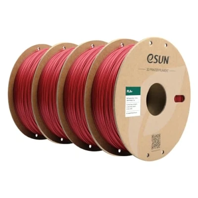 Image of eSUN PLA+ Filament 1.75mm, Enhanced Toughness 3D Printer PLA Plus, Dimensional Accuracy +/ 0.03mm, 1KG per Spool, 4 Spools Printing Filament, Fire Engine Red
