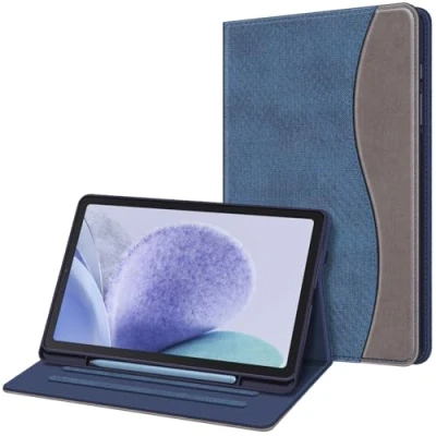 Image of FINTIE Case for Samsung Galaxy Tab S6 Lite 10.4 Inch 2024/2022/ 2020 with S Pen Holder, Multi Angle Viewing Soft TPU Back Cover Pocket Auto Wake/Sleep, Z Denim Indigo