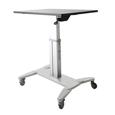 Image of StarTech.com Mobile Standing Desk Portable Sit Stand Ergonomic Height Adjustable Cart on Wheels Rolling Computer/Laptop Workstation Table with Locking One Touch Lift for Teacher/Student (STSCART)