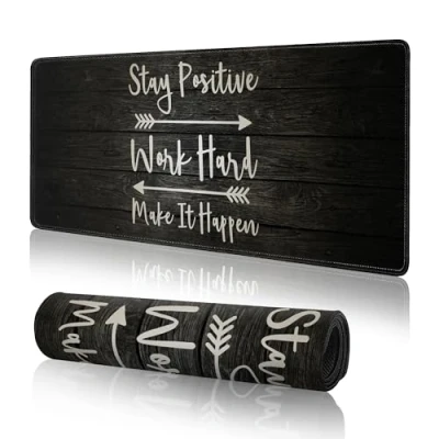 Image of Inspirational Extended Mouse Pad Large Computer Desk Mat,Big Black Gaming Pads for Desk,31.5 x 11.8In Long XL Stay Positive Mousepad with 3mm Non Slip Base and Stitched Edge