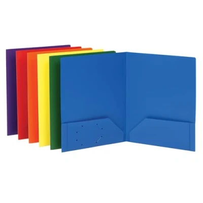 Image of Oxford Folders with Pockets, Durable Plastic, Two Pocket Folders, Assorted Colors, 6 per Pack (15187)