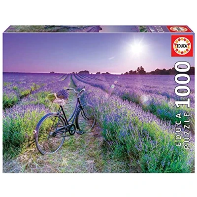 Image of Educa 19255 1000 Bicycle field lavender Bike in Campo de Lavanda, Multicoloured