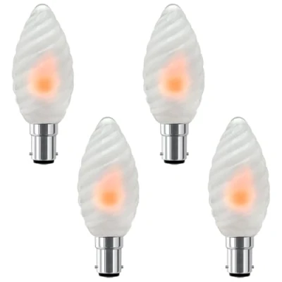 Image of Long Life Lamp Company LED Opal Glass Flicker Flame Candle Light Bulb Twisted B15 Small Bayonet SBC 4 Pack