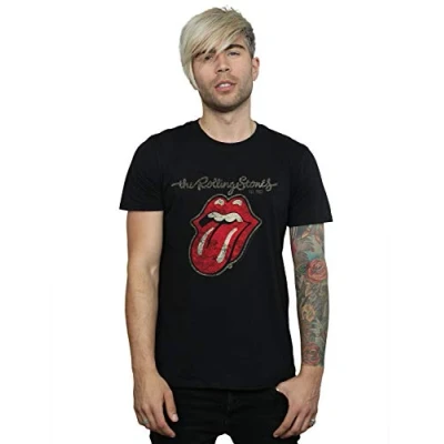Image of The Rolling Stones Men&#039;s Plastered Tongue T Shirt, Black, X (Size:X Large)